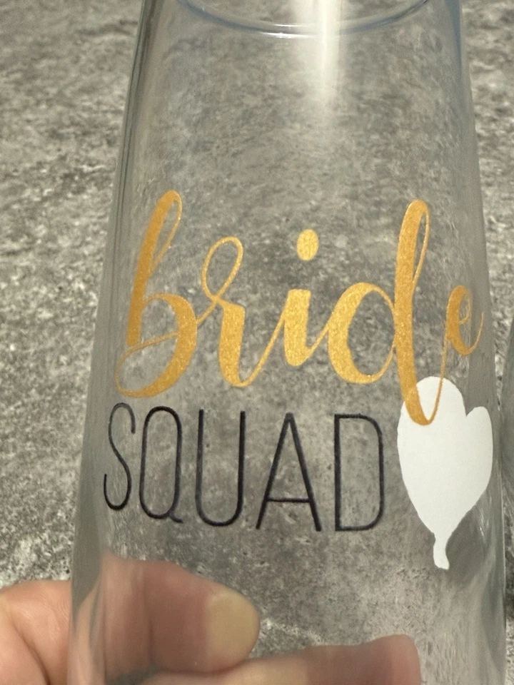 Комплект из 4 ~ невесты отряд вина/шампанского флейты бокалы холостяцкий свадебный душ - Изображение 2 из 2