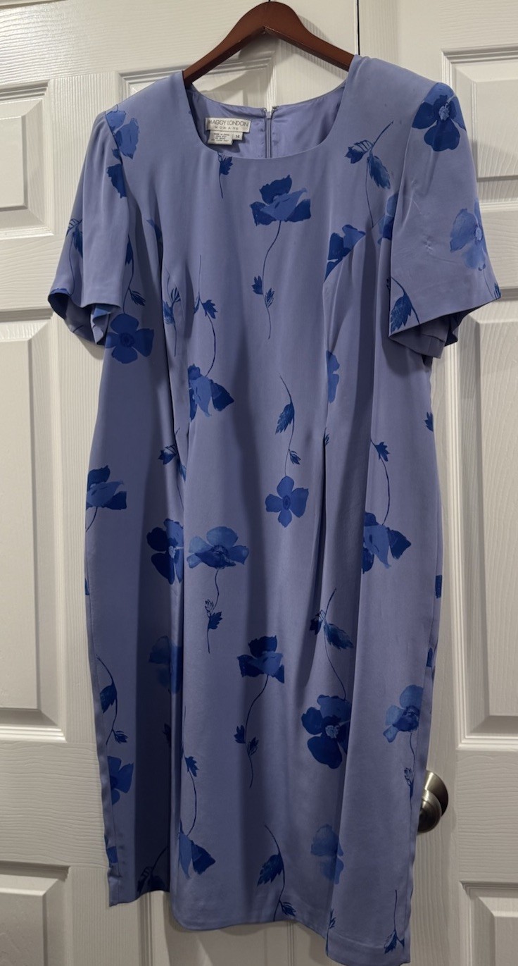 Maggy London Silk Dress Sz 14 Lavender