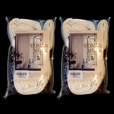 DRAPES / CURTAINS / PINCH PLEATED / 60W x 105L / WHITE LINEN BLEND / SET of TWO