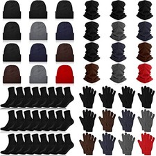 48 Pcs Winter Beanie Hats Bulk Gloves Sock Neck Warmer Set Bundle Gift for