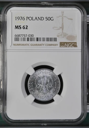 Poland 50 Groszy 1976 MW NGC MS 62