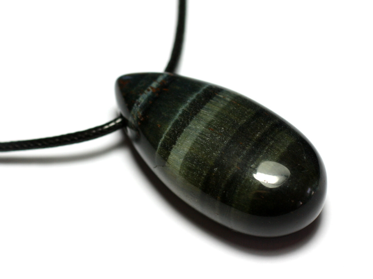 Collier oeil de tigre goutte 40mm anti-ternissement pour peaux sensibles