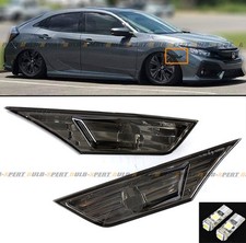 For 2016-21 Honda Civic Jdm Smoke Tinted Lens Side Marker Lamp Light W Led Bulb For 2016-21 Honda Civic Jdm Smoke Tinted Lens Side Marker Lamp Light W Led Bulb