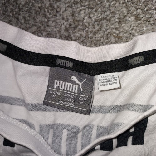 White Short Sleeve Shirt Meduim w/ Black Puma Letters - Picture 3 of 8