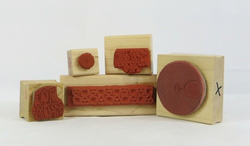 Stampin' Up! Wood Block Stamp Lot Patchwork Quilt Stitch Heart Buttons Border - Picture 2 of 4