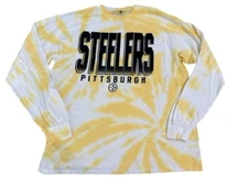 Pittsburgh Steelers NFL Tie Dye Long Sleeve Shirt Yellow Large Junk Food Clothin
