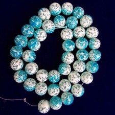 10mm Blue White Fire Agate Round Ball Loose Bead 15 Inch 1Strand CJ1054