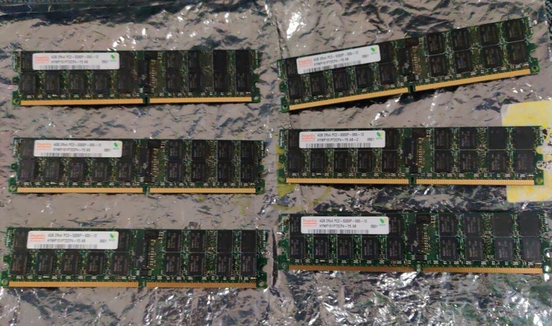 Lot of 6 Hynix 4GB 2Rx4 PC2-5300P-555-12 HYMP151P72CP4-Y5-AB  Server Memory