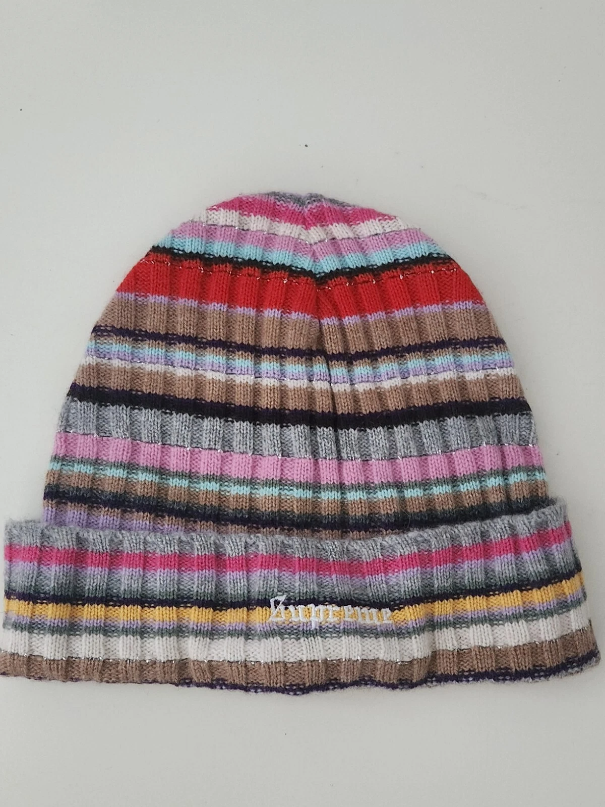 Bonnet FW19 Supreme cachemire multicolore neuf chapeau