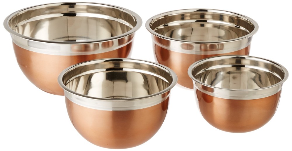 Mixing Bowl Set, 1.5QT+2.5QT+3QT+5QT, Copper Stainless Steel