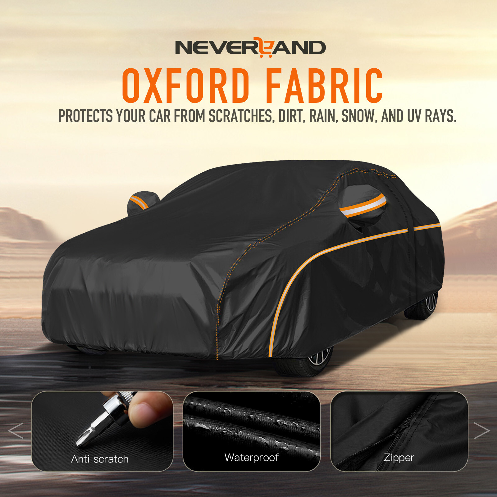 NEVERLAND XL Full Car Cover Waterproof All Weather Protection 500 x 185 x 150cm