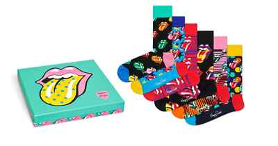 Happy Socks Rolling Stones Limited Edition Box Set 6 Paar 36-40 UK 4-6 NEU #2