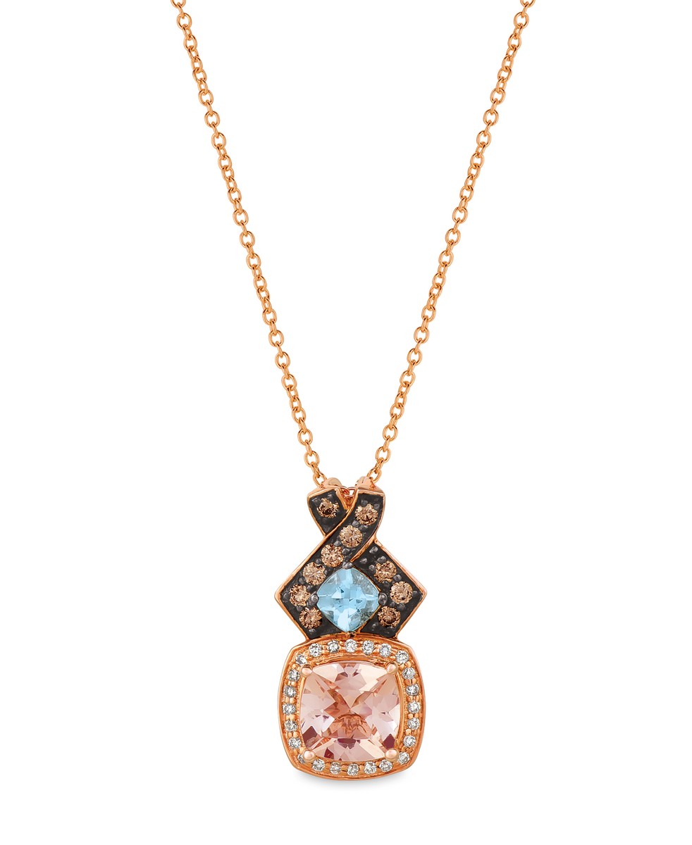 LeVian 14K Rose Gold Morganite Chocolate Diamond cts 18