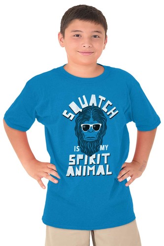 Sasquatch Bigfoot Spirit Animal Hipster Gift Youth Crewneck T Shirts Boy or Girl - Picture 4 of 7