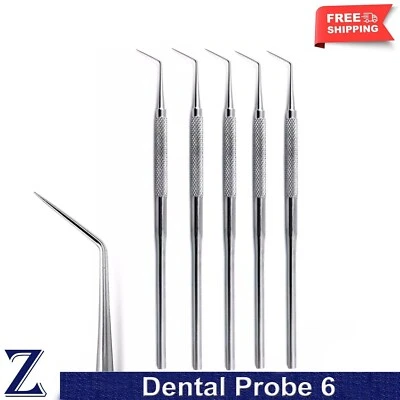 BEADEN® INSTRUMENTS/MEDPSO 5 PCS Dental Probe 6 Single Ended Diagnostic Teeth Cleaning Periodontal Probes