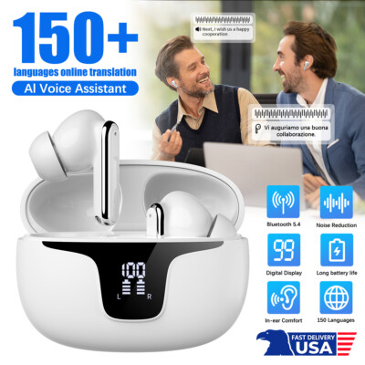 150 Language Translator Earbuds High Accuracy Wireless Bluetooth 5.3 Two Way US.