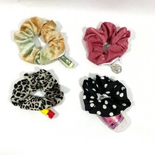4 Pack- Scrunchie Hair Tie With Stash Pocket Zipper closure / Stash Scrunchie, H