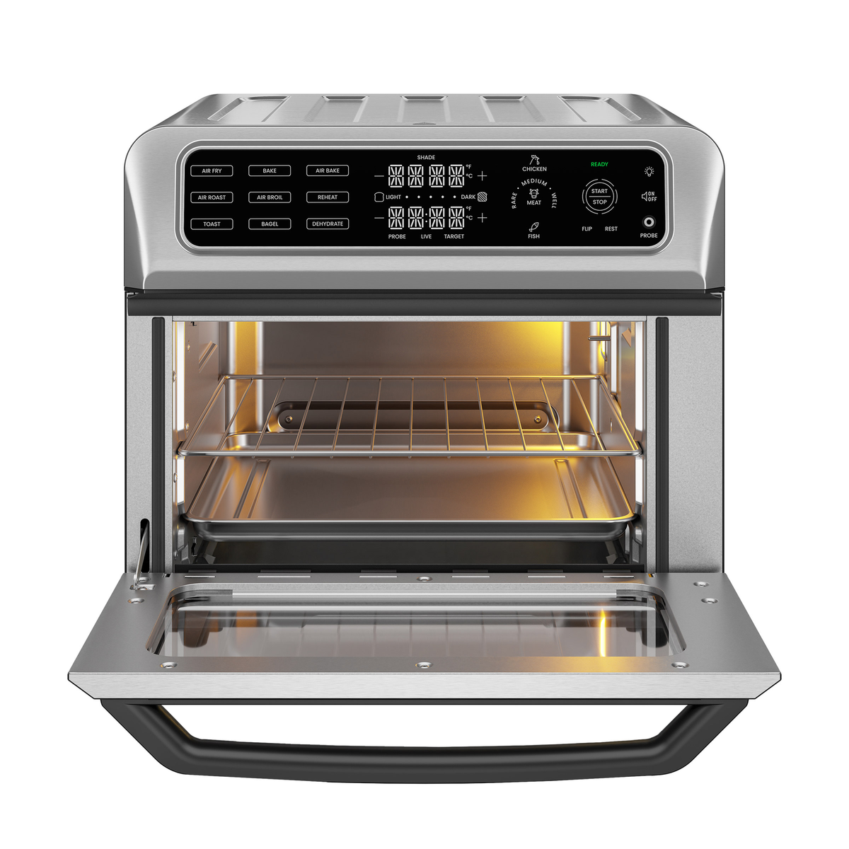 Chefman 20 12-in-1 Air Fryer Oven, Stainless, X-Large, Probe