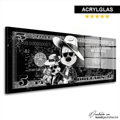 Acrylglasbild Bonnie Clyde Dollar Wandbild Comic Pop Art Poster Motivation Deko