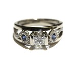 14k white gold .91ct VS1 H princess diamond sapphire gemstone engagement ring 7g — photo 2