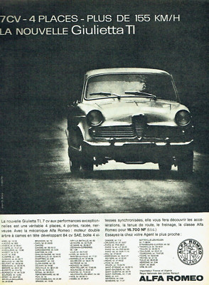 Advertising 0424 1962 Alfa Romeo new Giulietta Ti 7 hp 4 pl