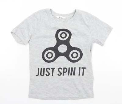 H&M Mädchen T-Shirt grau Baumwollmischung Größe 7-8 Jahre - Just Spin, Fidge