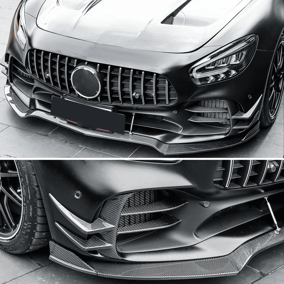 Подходит для Mercedes Benz AMG GT R 16-19 DRY CARBON разветвители переднего бампера боковые плавники - Изображение 3 из 4