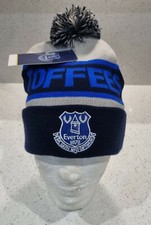 Everton FC Official Toffees Bobble Hat Grey, Navy & Royal - Adults
