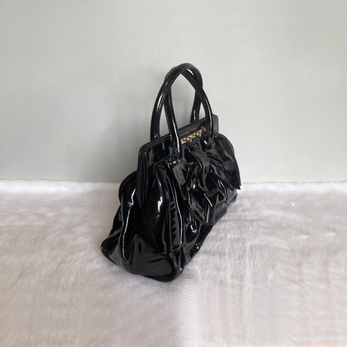 VALENTINO GARAVANI Vintage Black Bow Patent Leather Top Handle Satchel Bag - Picture 2 of 15