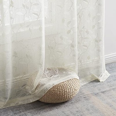  Joyce Floral Decorative Semi Sheer Light Filtering Grommet 54 W x 84 L Ivory