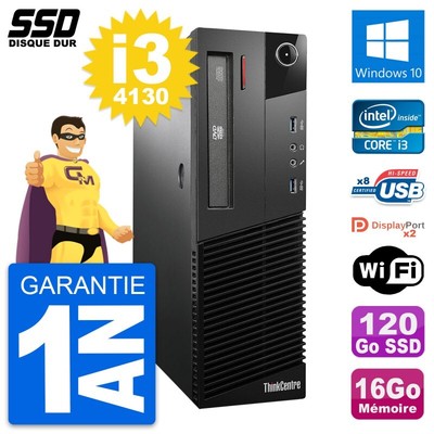 PC LENOVO Thinkcentre M93p SFF Intel i3-4130 RAM 16Go SSD 120Go Windows 10 Wifi