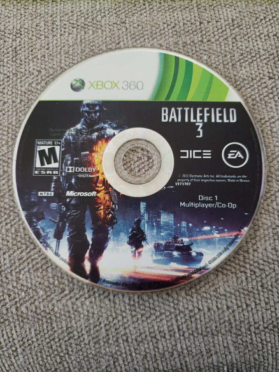 Multiplayer Game Disc Battlefield 3 Disc 1 multiplayer co-op Xbox 360 Video Game Disc 1 Only ...