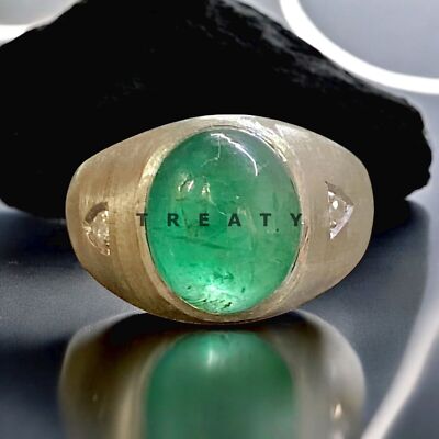 Emerald Oval Cut With 14K Solid   Gold  Ring For Men's #494