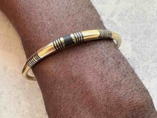 Tuareg Single Star Multiple Stripe Inlay Brass Bracelet