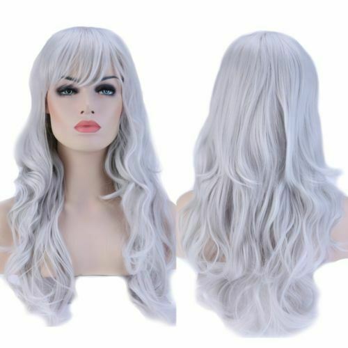 Halloween Women Natural Hair Long Straight Curly Cosplay Synthetic Full Wig - Picture 28 of 79