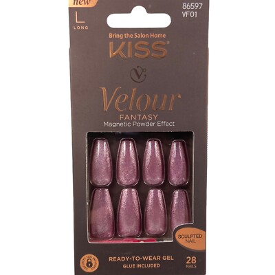 Kiss Nails Velour Fantasy Magnetic Powder Effect Glue Manicure Coffin Long Pink