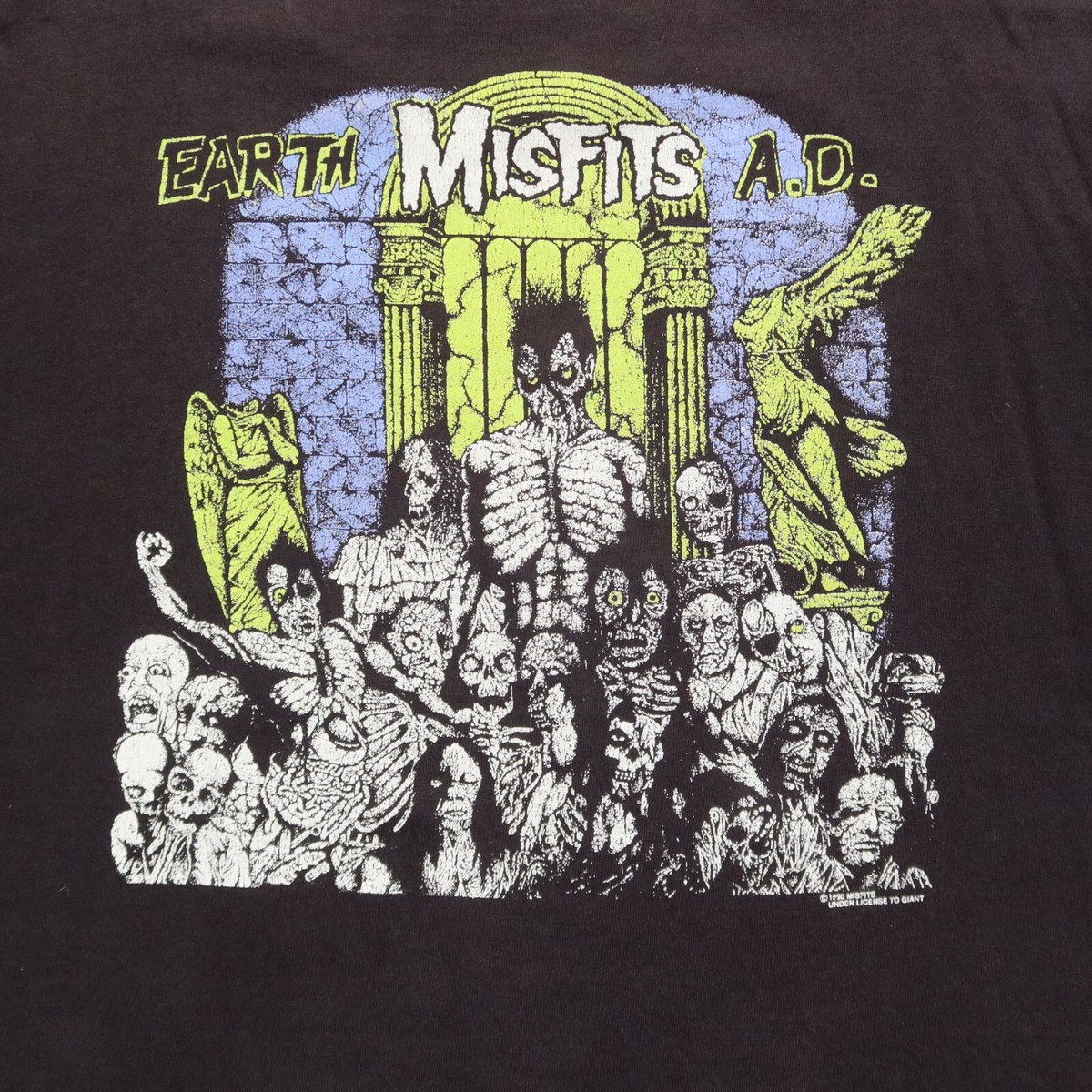 Vintage 1990 Misfits Pushead Earth AD Shirt Size XL Band Rock