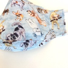 Handmade Adult Face Mask Multi Dogs print nose wire chin piece lined