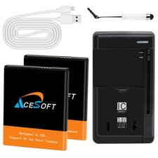 High Capacity 2 x 2400mAh Extra Excellent Battery Charger Cable for ZTE Avid 559