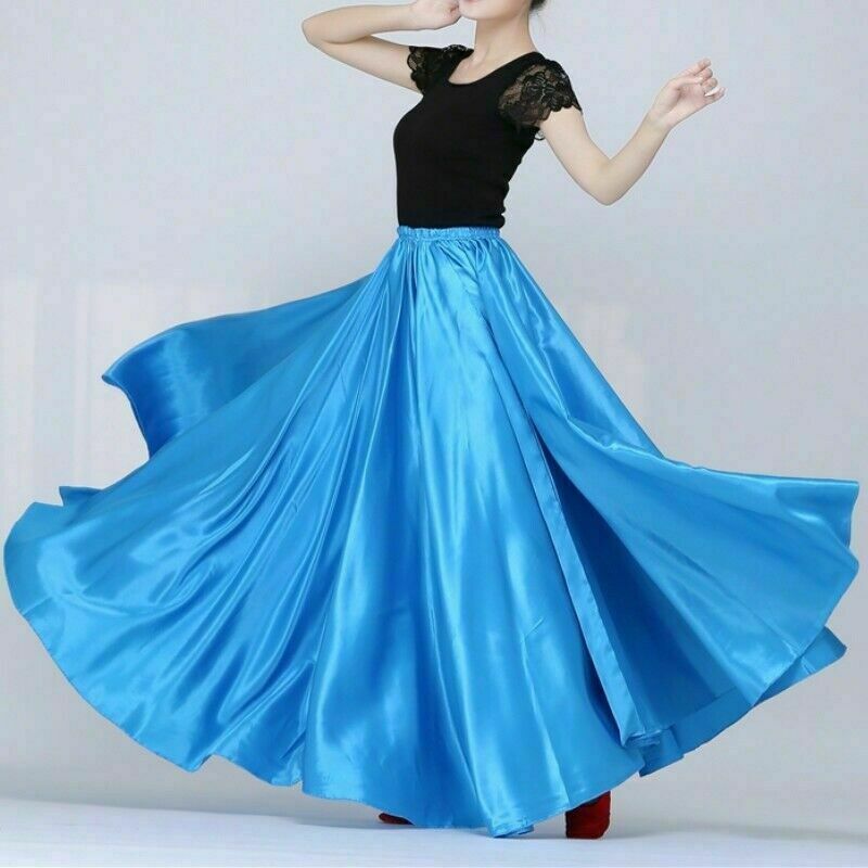 Damen Satin Latein Tanzrock Flamenco Spanische Rüschen Moderne Ballsaal ...