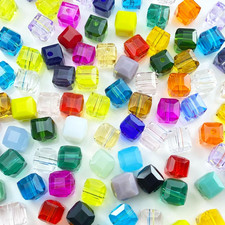 100 PCS 6Mm Crystal Glass Beads Cube Crystal Beads Loose Square Shape Spacer Bea