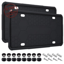 2 Pack Silicone License Plate Frames Black Car Frame Holder Black
