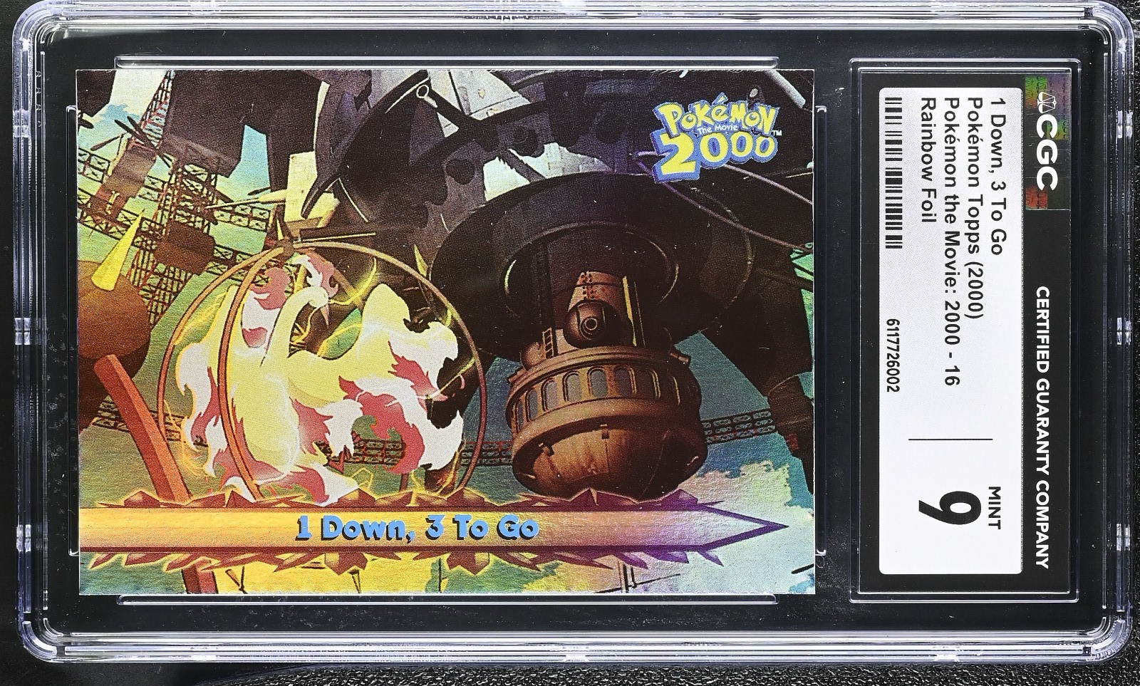 Pokemon Card 1 Down, 3 To Go 16 Rainbow Foil The Movie 2000 Topps CGC 9