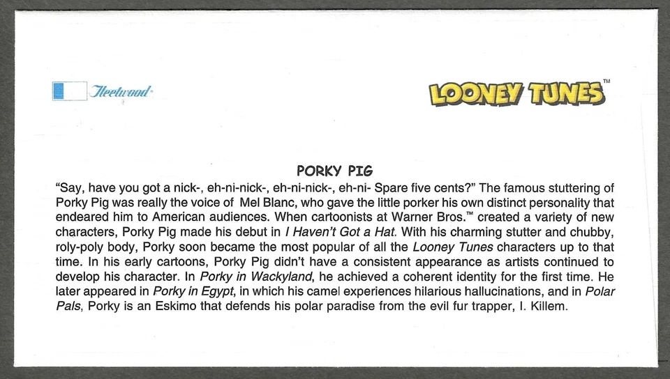 3534 Fleetwood FDC - Porky Pig Foto 2 de 2