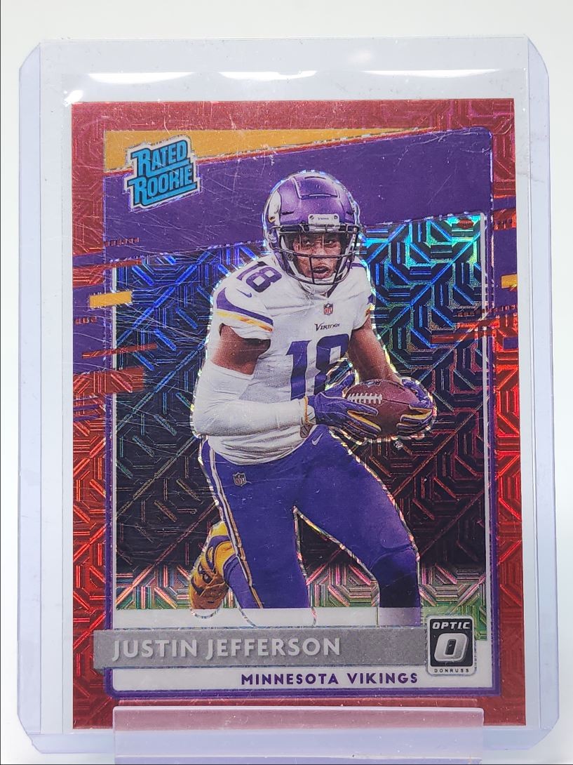 JUSTIN JEFFERSON 2020 DONRUSS OPTIC RATED ROOKIE RED MOJO PRIZM RC Q5159