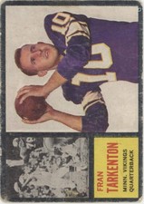 Fran Tarkenton 1962 Topps RC #90 Minnesota Vikings GD