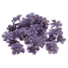 50Pcs 1.77" Artificial Silk Multi-layered Flower Heads Fake for DIY, Purple