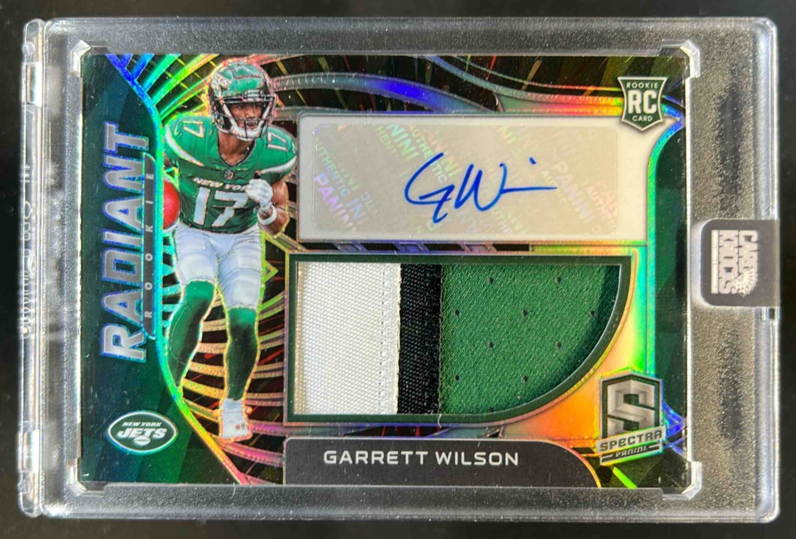 2022 Spectra Garrett Wilson Radiant Rookie Patch Signatures RC Hyper Auto #29/60