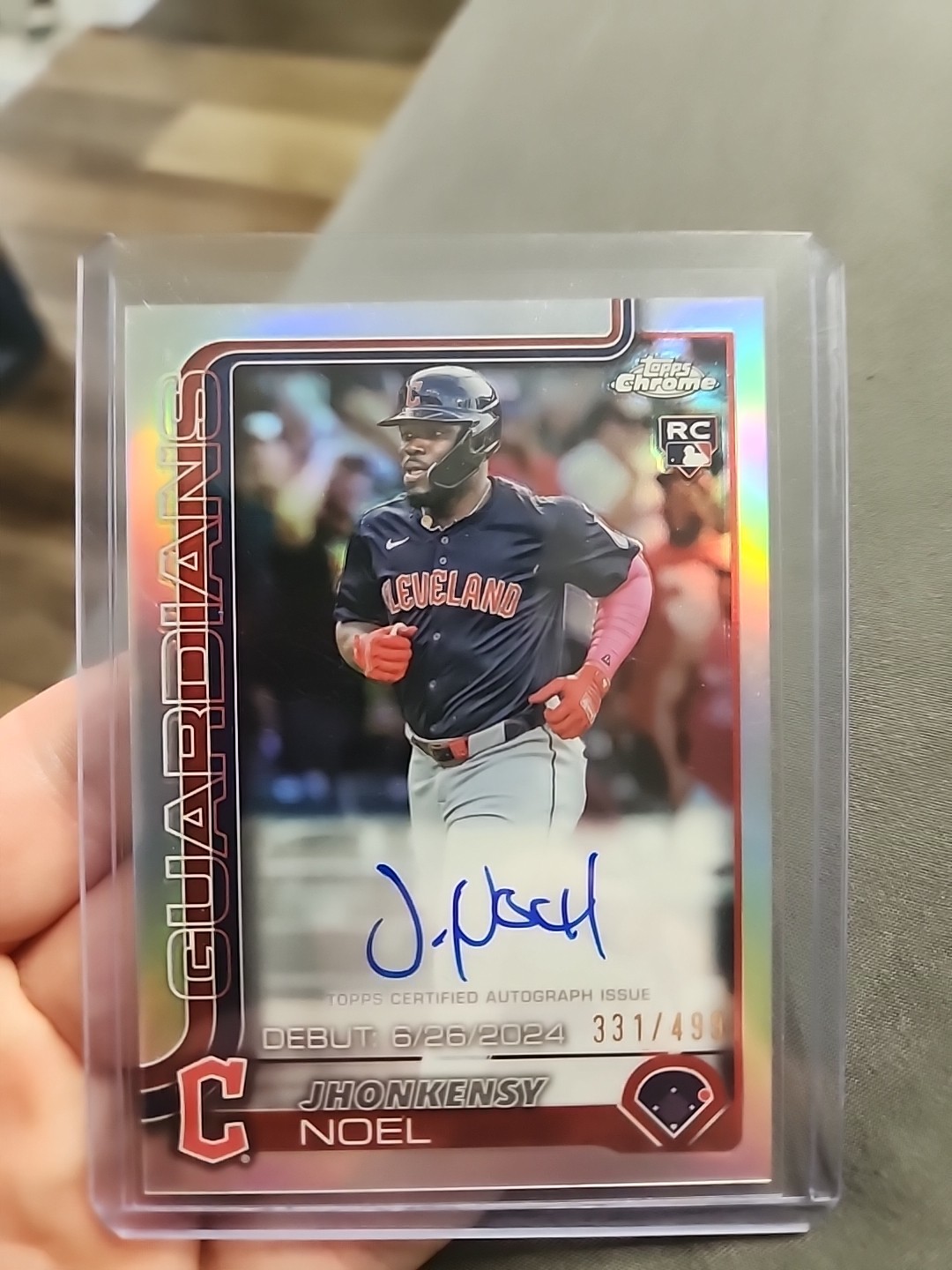 2025 Topps Chrome Rookie Autographs Jhonkensy Noel RA-JN Refractor /499 (AU, RC)