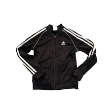 Adidas Kids Track Jacket Black White Primeblue Superstar Style Full Zip XS 7-8Y